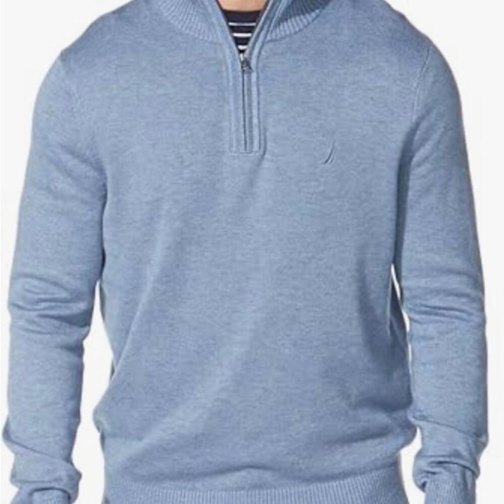 Nautical Men's Blue quarter zip Sweater, size Large